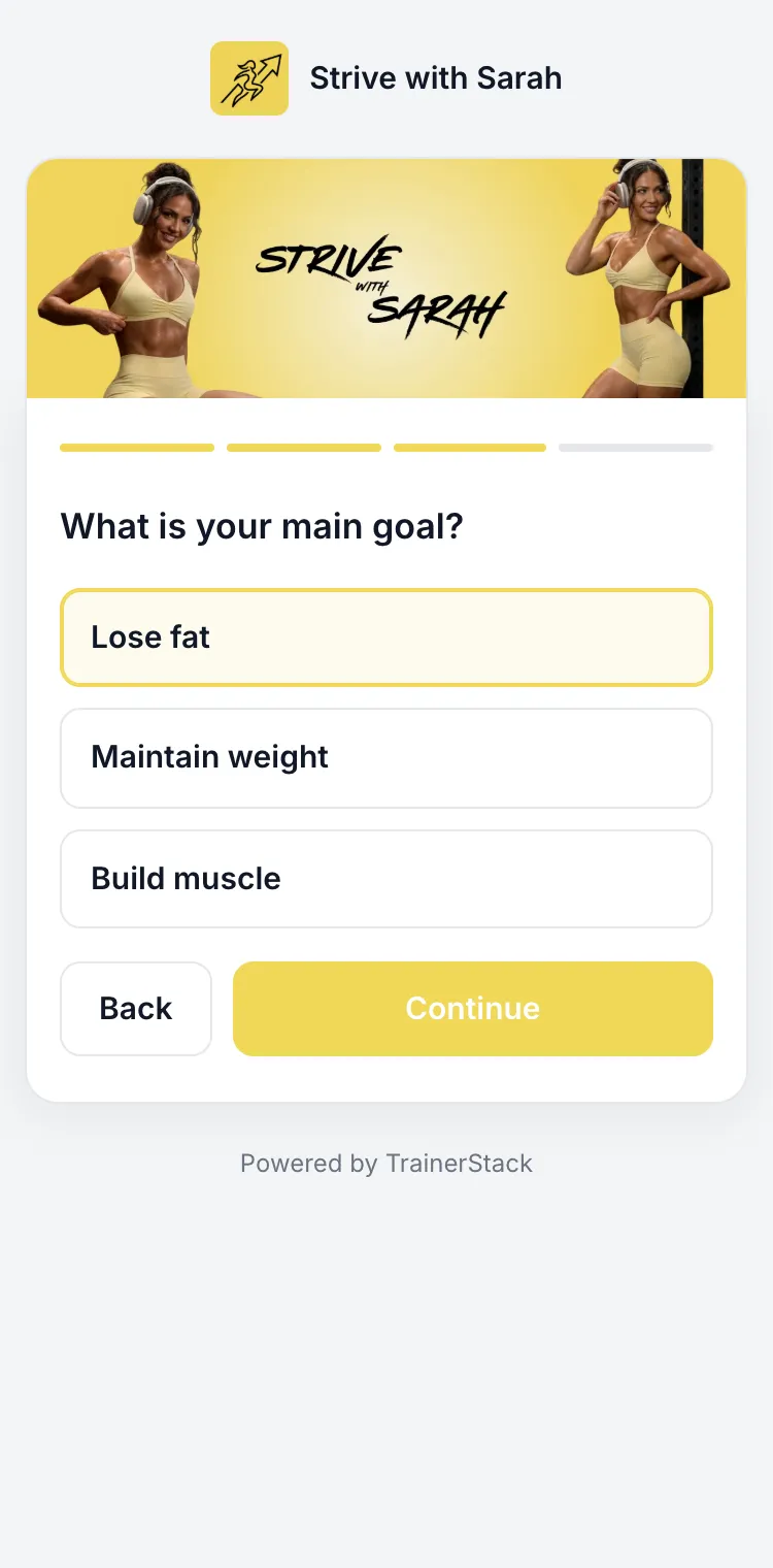The goal step with lose fat chosen